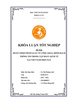 Hoàn thiện pháp luật về công khai minh bạch thông tin trong tập đoàn kinh tế tại việt nam hiện nay