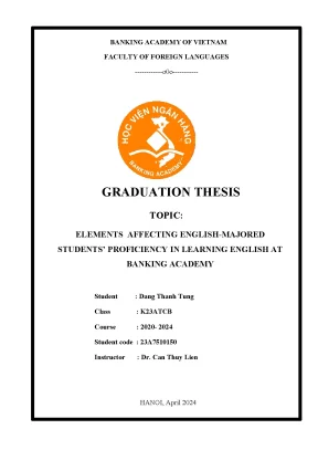 Elements affecting english majored students proficiency in learning english at banking academy
