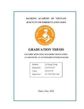 Factors affecting teachers motivation a case study at an english center in hanoi