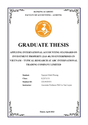 Applying international financial accounting standard on investment property ias 40 to enterprises in vietnam typical research at abc international trading company limited
