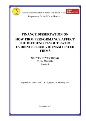 Finance dissertation on how firm performance affect the dividend payout ratio evidence from vietnam listed firms