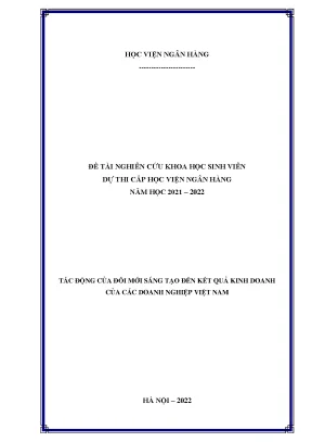 Tác động của đổi mới sáng tạo đến kết quả kinh doanh của doanh nghiệp việt nam