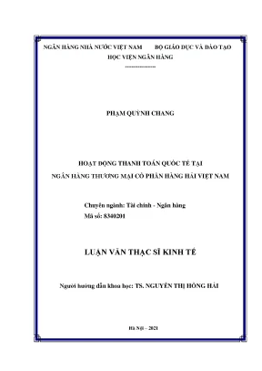 Hoạt động thanh toán quốc tế tại ngân hàng thương mại cổ phần hàng hải việt nam