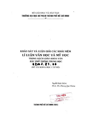 Khảo sát và luận giải các khái niệm lí luận văn học và mỹ học trong sách giáo khoa văn bậc phổ thông trung học