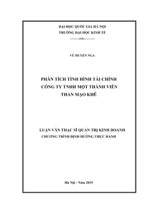 Luận văn thạc sĩ quản trị kinh doanh phân tích tình hình tài chính công ty tnhh một thành viên than mạo khê