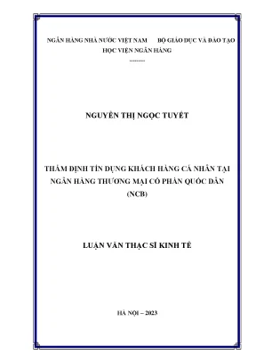 Thẩm định tín dụng khách hàng cá nhân tại ngân hàng thương mại cổ phần quốc dân ncb