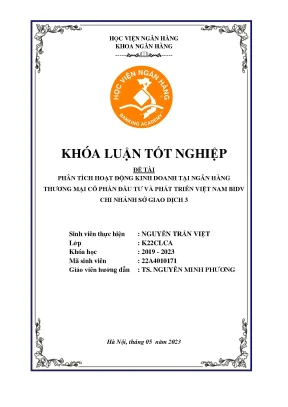 Phân tích hoạt động kinh doanh tại ngân hàng thương mại cổ phần đầu tư và phát triển việt nam bidv chi nhánh sở giao dịch 3
