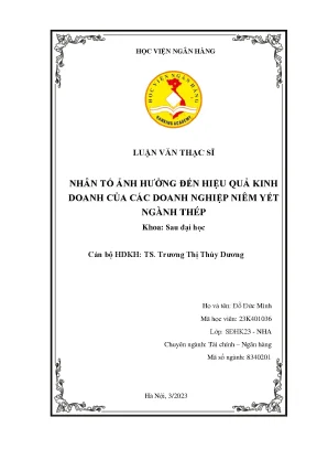 Nhân tố ảnh hưởng đến hiệu quả kinh doanh của các doanh nghiệp niêm yết ngành thép