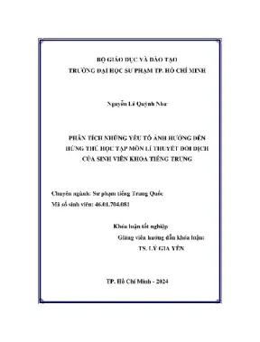 Phân tích những yếu tố ảnh hưởng đến hứng thú học tập môn lí thuyết đối dịch của sinh viên khoa tiếng trung