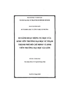 So sánh hoạt động tự học của sinh viên trường đại học sư phạm thành phố hồ chí minh và sinh viên trường đại học sài gòn