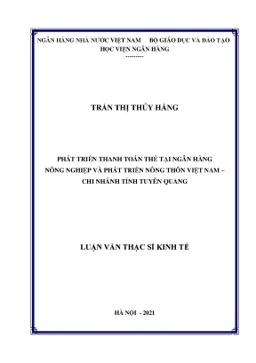 Phát triển thanh toán thẻ tại ngân hàng nông nghiệp và phát triển nông thôn việt nam chi nhánh tỉnh tuyên quang