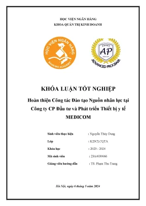 Hoàn thiện công tác đào tạo nguồn nhân lực tại công ty cp đầu tư và phát triển thiết bị y tế medicom