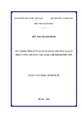 Huy động tiền gửi tại ngân hàng thương mại cổ phần công thương việt nam chi nhánh phú yên