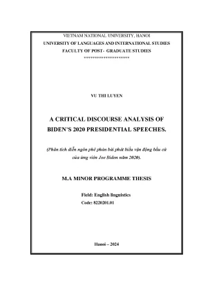 A critical discourse analysis of bidens 2020 presidential speeches phân tích diễn ngôn phê phán các bài tranh cử tổng thống năm 2020 của biden