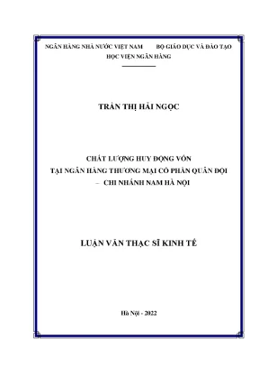 Chất lượng huy động vốn tại ngân hàng thương mại cổ phần quân đội mb chi nhánh nam hà nội