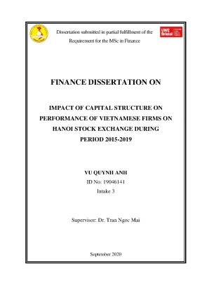 Impact of capital structure on performance of vietnamese firms on hanoi stock exchange during period 2015 2019
