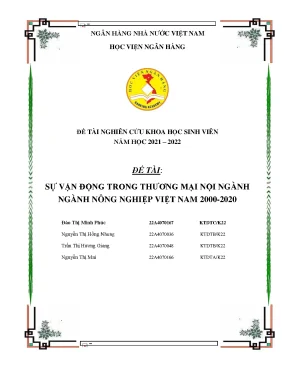 Sự vận động trong thương mại nội ngành ngành nông nghiệp việt nam 2000 2020