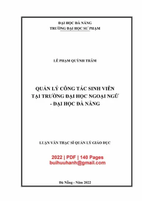 Luận văn thạc sĩ quản lý công tác sinh viên tại trường đại học ngoại ngữ đại học đà nẵng