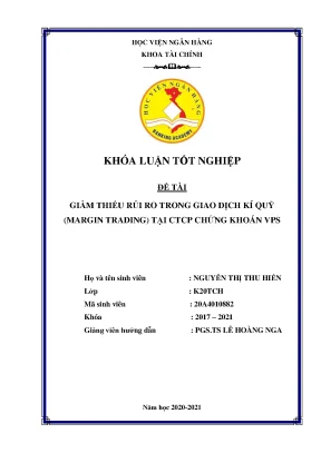Giảm thiểu rủi ro trong giao dịch kí quỹ margin tại ctcp chứng khoán