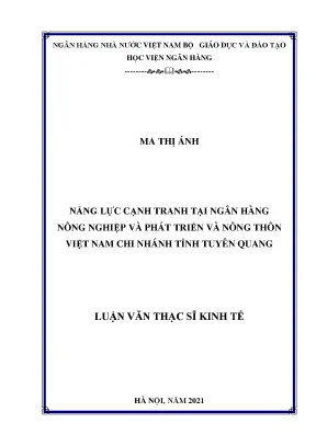 Năng lực cạnh tranh tại ngân hàng nông nghiệp và phát triển nông thôn việt nam chi nhánh tỉnh tuyên quang
