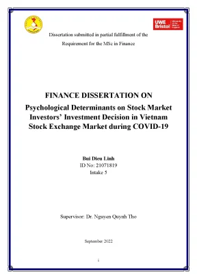 Psychological determinants on stock market investors investment decision in vietnam stock exchange market during covid 19
