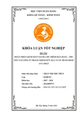 Hoàn thiện kiểm soát nội bộ chu trình bán hàng ‒ thu tiền tại công ty tnhh dược phẩm minh đức phát