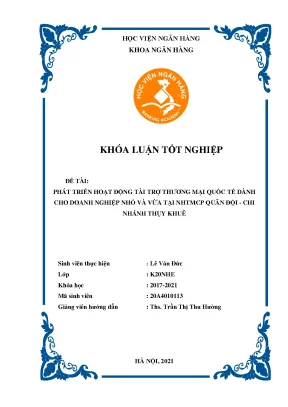 Phát triển hoạt động tài trợ thương mại dành cho dnnvv tại nhtmcp quân đội chi nhánh thụy khuê