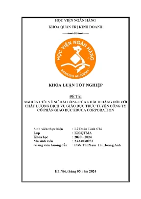 Nghiên cứu về sự hài lòng của khách hàng đối với chất lượng dịch vụ giáo dục trực tuyến công ty cổ phần giáo dục educa corporation