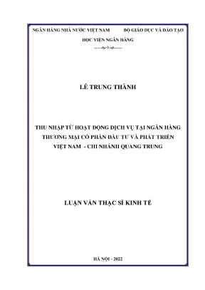 Thu nhập từ hoạt động dịch vụ tại ngân hàng thương mại cổ phần đầu tư và phát triển việt nam chi nhánh quang trung
