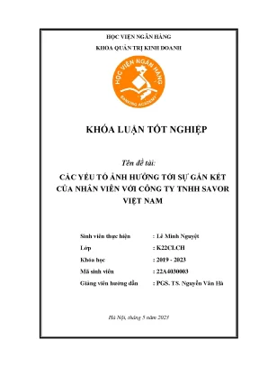 Các yếu tố ảnh hưởng và giải pháp nâng cao sự gắn kết của nhân viên với công ty tnhh savor việt nam