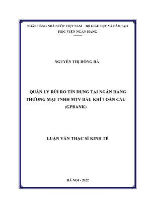 Quản lý rủi ro tín dụng tại ngân hàng thương mại tnhh mtv dầu khí toàn cầu
