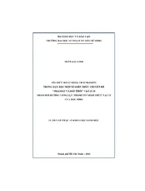 Tổ chức hoạt động trải nghiệm trong dạy học một số kiến thức chuyên đề trái đất và bầu trời vật lí 10 nhằm bồi dưỡng năng lực thành tố nhận thức vật lí của học sinh