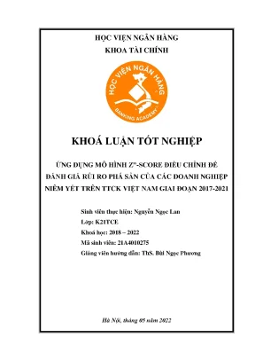 Ứng dụng mô hình z score điều chỉnh để đánh giá rủi ro phá sản của các doanh nghiệp niêm yết trên thị trường chứng khoán việt nam giai đoạn 2017 2021