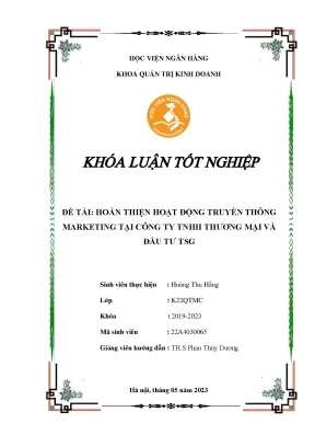 Hoàn thiện hoạt động truyền thông marketing tại công ty tnhh thương mại và đầu tư tsg