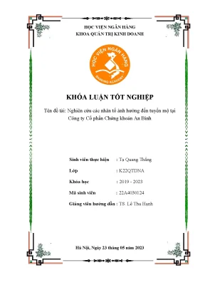 Nghiên cứu các nhân tố ảnh hưởng đến tuyển mộ tại công ty cổ phần chứng khoán an bình