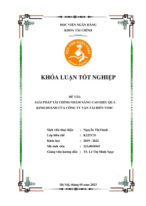 Giải pháp tài chính nhằm nâng cao hiệu quả kinh doanh của công ty vận tải biển vimc