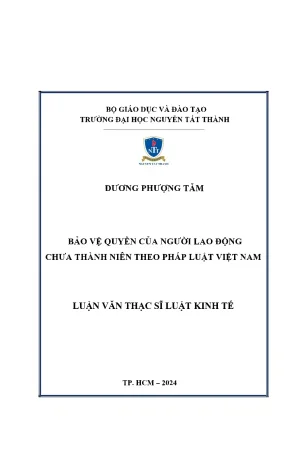 Bảo vệ quyền của người lao động chưa thành niên theo pháp luật việt nam