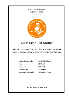 Ảnh hưởng của cấu trúc sở hữu đến khả năng sinh lời của nhtm niêm yết trên ttck việt nam
