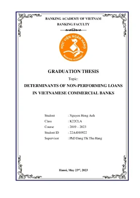 Determinants of non performing loans in vietnamese commercial banks