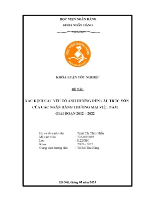 Xác định các yếu tố tác động đến cấu trúc vốn của các ngân hàng thương mại việt nam