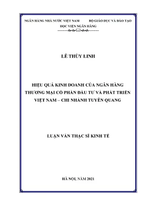 Hiệu quả kinh doanh của ngân hàng thương mại cổ phần đầu tư và phát triển việt nam chi nhánh tuyên quang