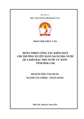 Hoàn thiện công tác kiểm soát chi thường xuyên ngân sách nhà nước qua kho bạc nhà nước cư kuin tỉnh đắk lắk