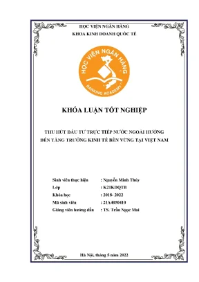 Đầu tư trực tiếp nước ngoài hướng đến tăng trưởng kinh tế bền vững tại việt nam