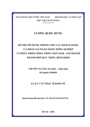 Rủi ro tín dụng trong cho vay khách hàng cá nhân tại ngân hàng nông nghiệp và phát triển nông thôn việt nam chi nhánh thành phố quy nhơn bình định