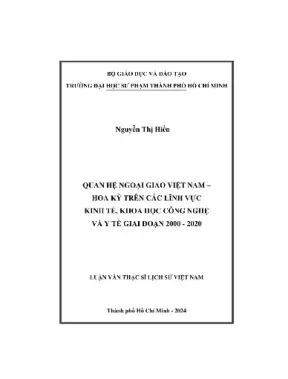 Quan hệ ngoại giao việt nam hoa kỳ trên các lĩnh vực kinh tế khoa học công nghệ và y tế giai đoạn 2000 2020