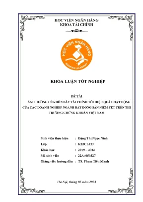 Ảnh hưởng của đòn bẩy tài chính tới hiệu quả hoạt động của các doanh nghiệp ngành bất động sản niêm yết trên thị trường chứng khoán việt nam