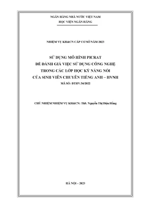 Sử dụng mô hình picrat để đánh giá việc sử dụng công nghệ trong các lớp học kỹ năng nói của sinh viên chuyên tiếng anh hvnh