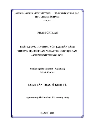 Chất lượng huy động vốn tại ngân hàng thương mại cổ phần ngoại thương việt nam chi nhánh thăng long