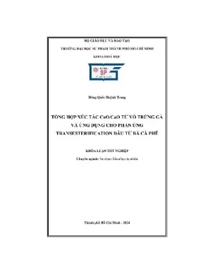 Tổng hợp xúc tác coocao từ vỏ trứng gà và ứng dụng cho phản ứng transesterification dầu từ bã cà phê