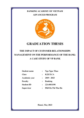 The impact of customer relationship management on the performance of the bank a case study of vp bank